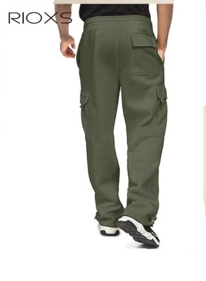 RIOXS Comfortable Joggers for Men, Casual Work Trousers, Cargo Jogging Tracksuit Bottoms, Drawstring Sweatpants with Multiple Pockets, Loose Cargo Sweatpants, Suitable for Outdoor Activities and Daily Leisure - Image 4